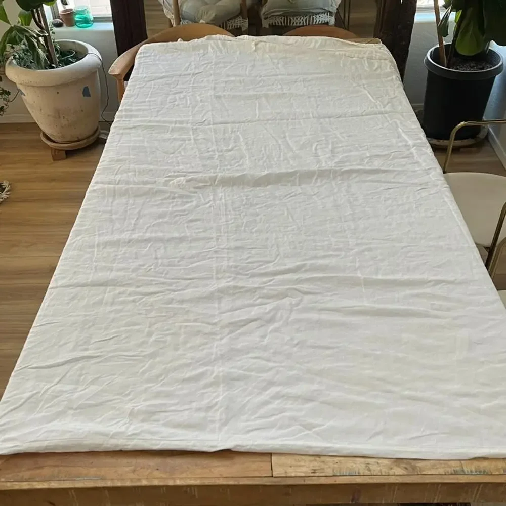 IKEA White Linen Duvet Cover Ties Closure 81